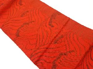 手織り真綿紬荒波模様織出し名古屋帯